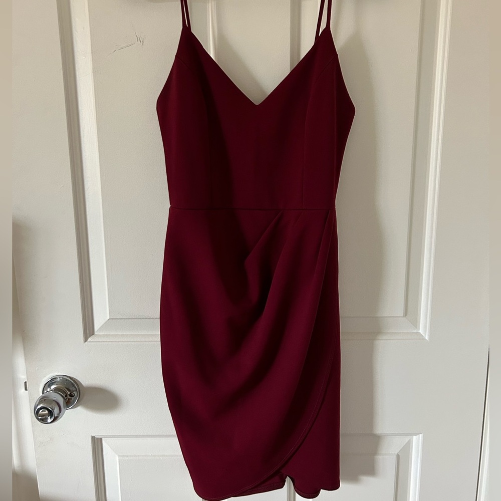 Wine Red Wrap front bodycon dress